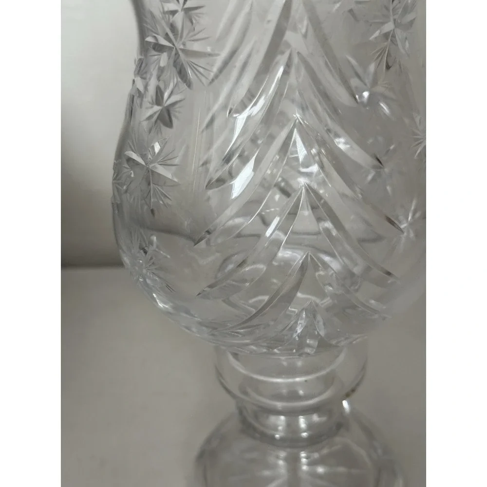 Vintage Large‎ Hand Cut Crystal 2 Piece Hurricane Candle Lamp